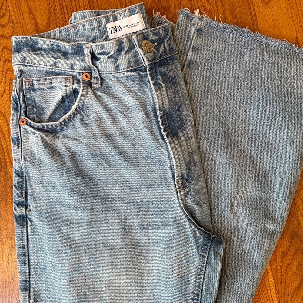 Zara Faded Blue Denim Trousers